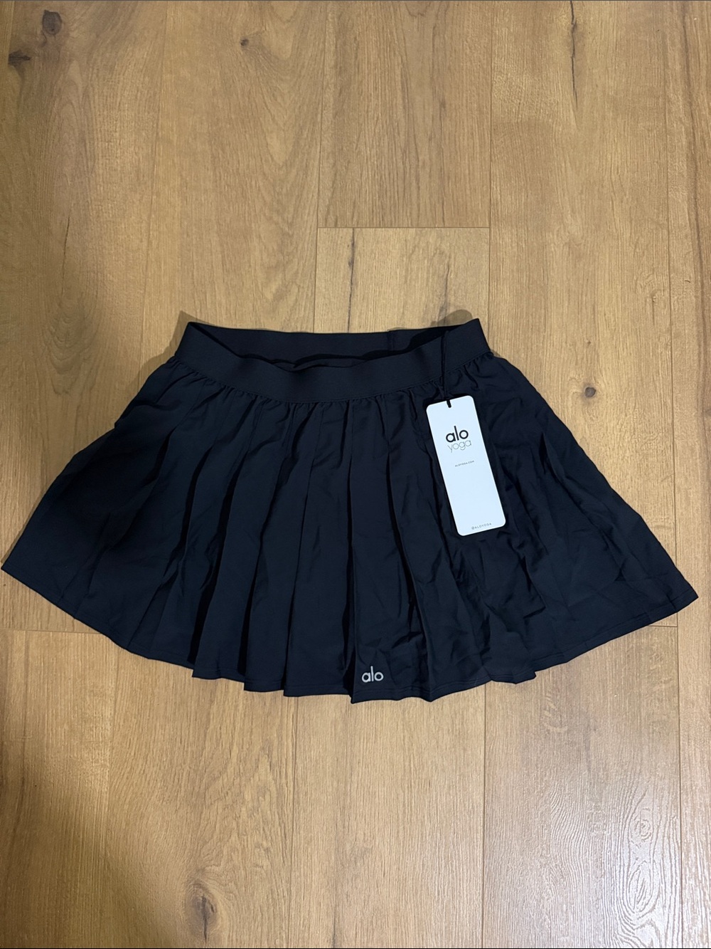 ALO Yoga Black Pleated Skater Skirt